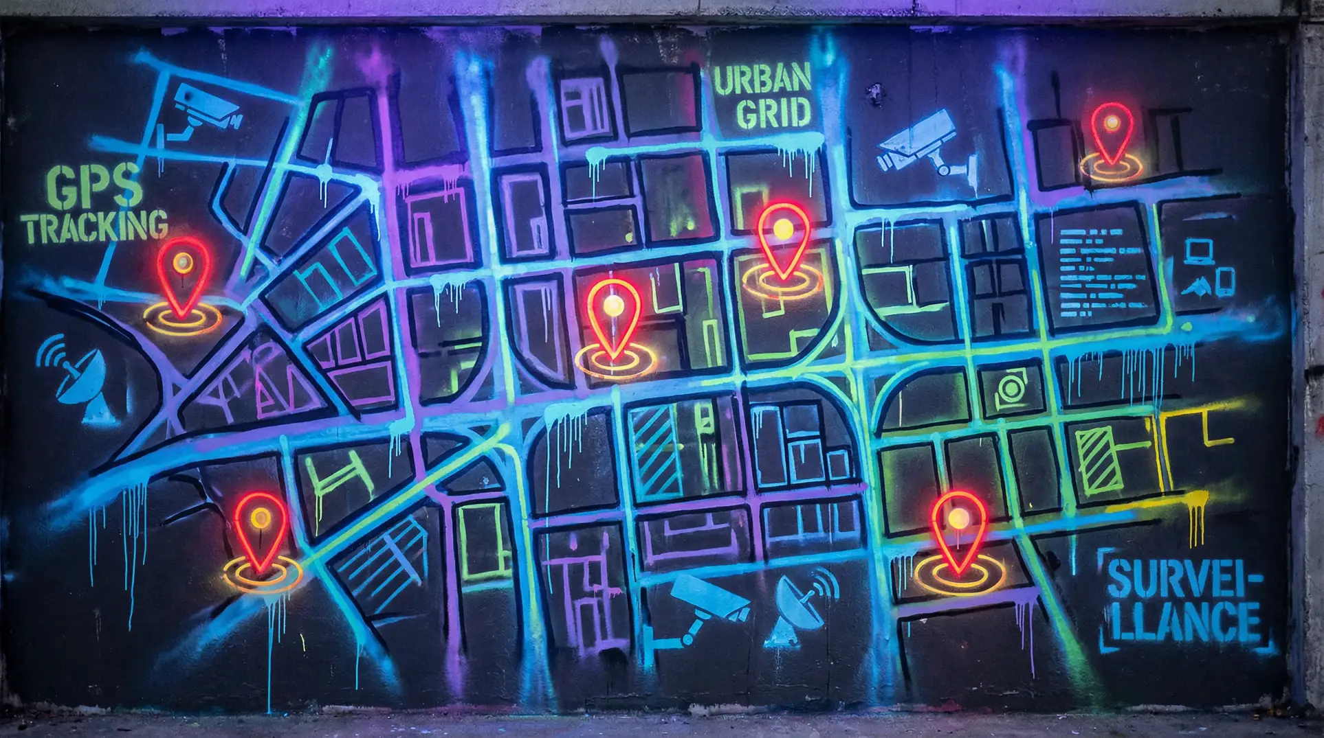 吃瓜51官网 狗仔追踪地图 - 城市涂鸦风格